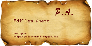 Páles Anett névjegykártya